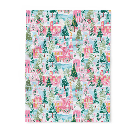 Snowy Pink Palaces Blanket