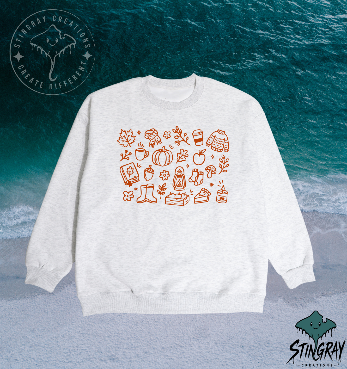 Cozy Fall Favorites T-Shirt & Crewneck Sweatshirt | Autumn Pumpkin Coffee Graphic Shirt