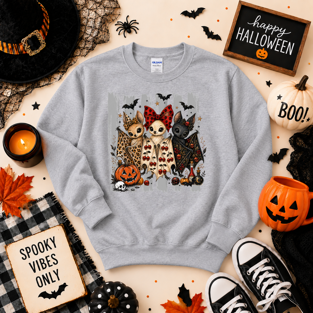 Cute Halloween Bat Trio Shirt | Spooky Bat T-Shirt or Sweatshirt