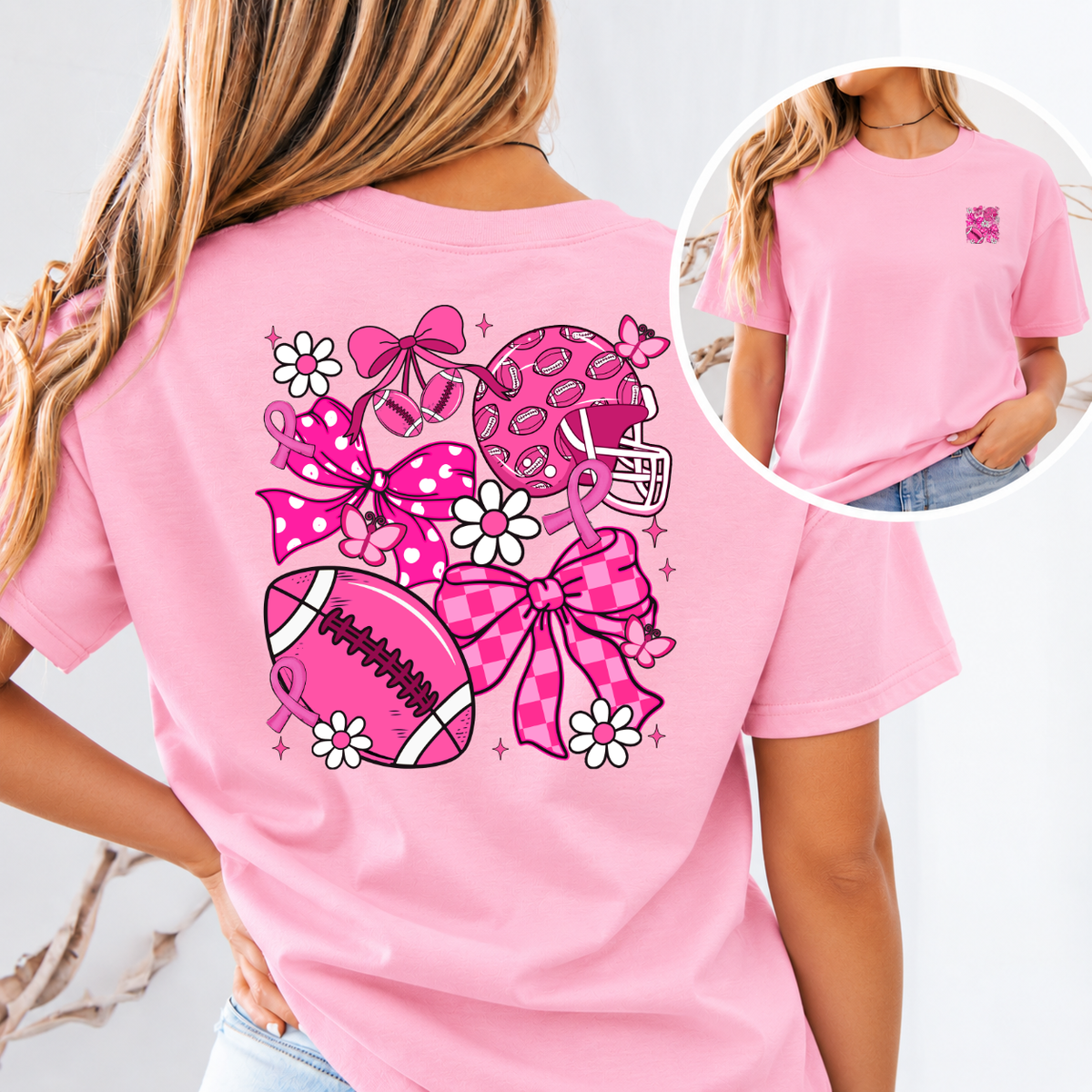 Pink Out Football Breast Cancer Awareness T-Shirt & Sweatshirt