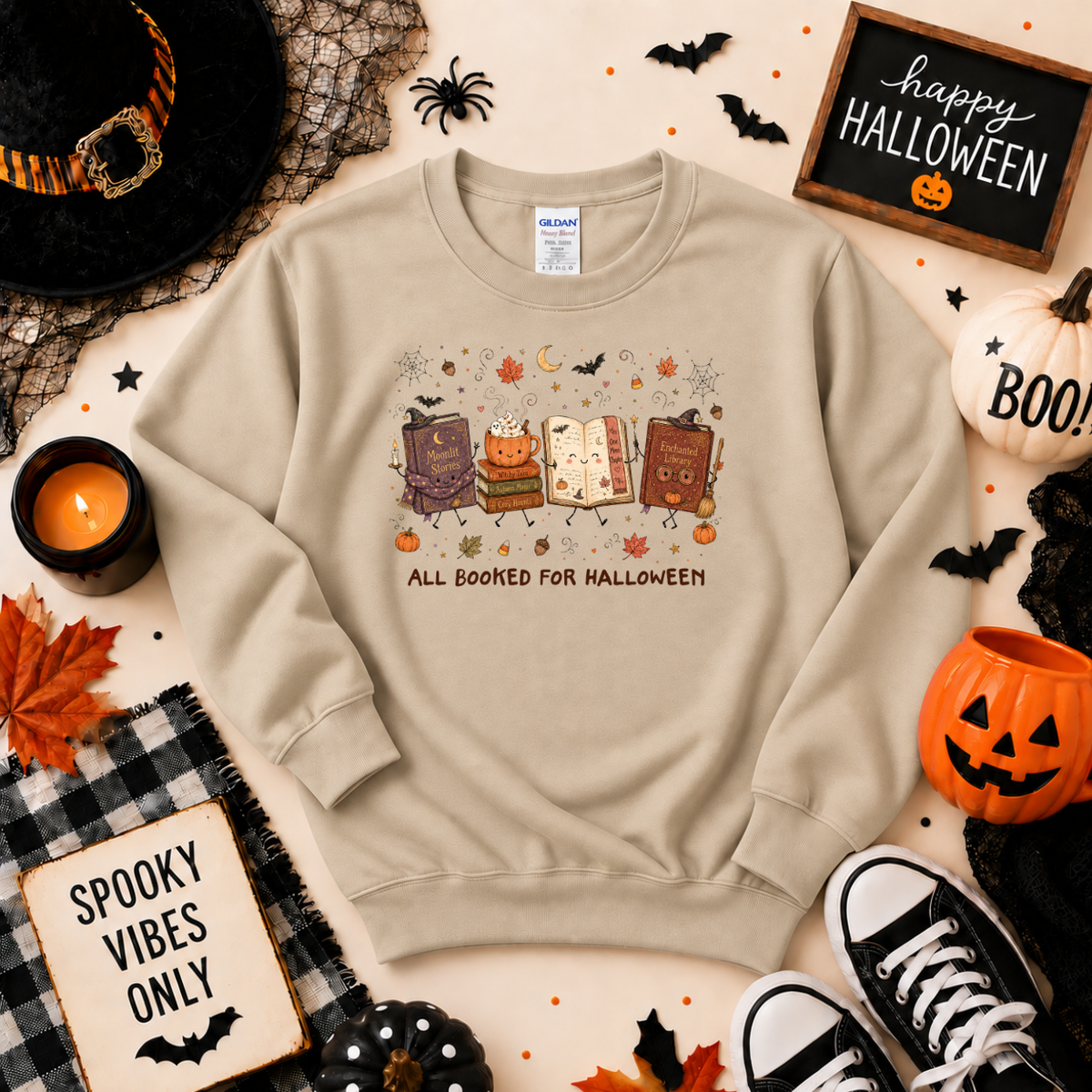 All Booked for Halloween Sweatshirt | Book Lover T-shirt