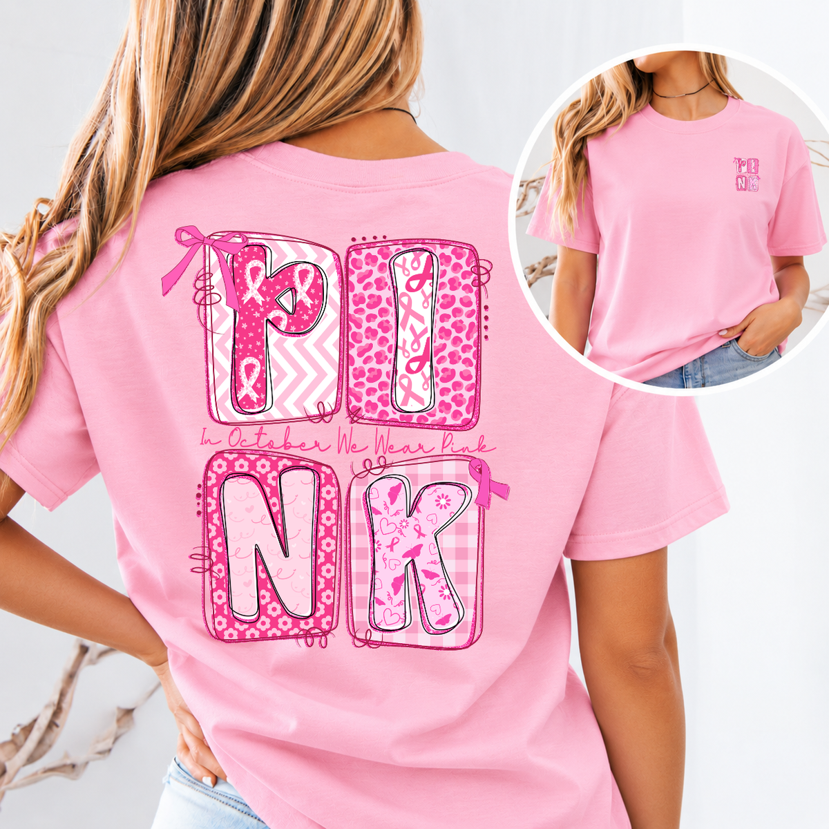 PINK In October We Wear Pink Breast Cancer Awareness T-Shirt & Sweatshirt