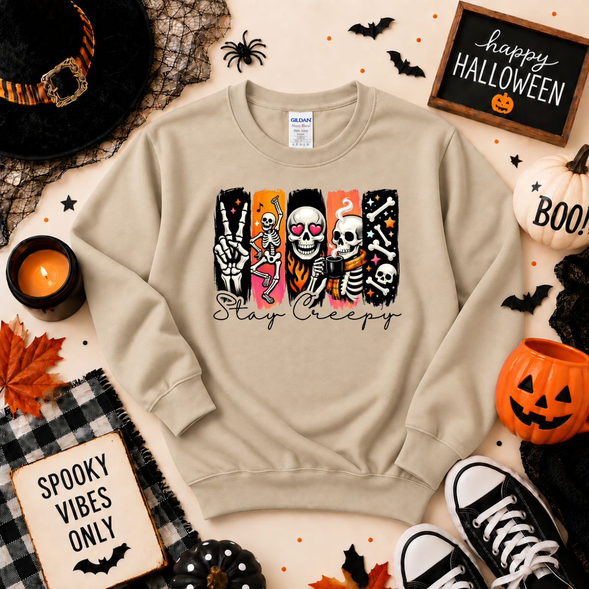 Stay Creepy Skeleton Halloween Shirt | Spooky T-Shirt or Sweatshirt