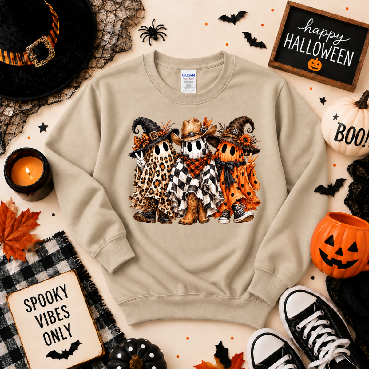 Spooky Ghost Besties Halloween Shirt | Western Ghost T-Shirt or Sweatshirt