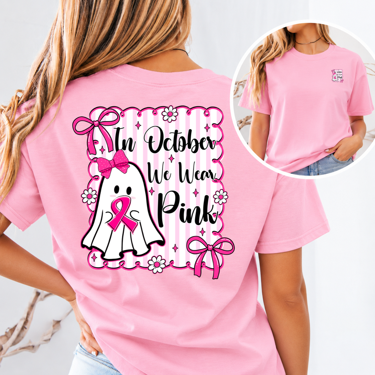 In October We Wear Pink Breast Cancer Awareness T-Shirt & Sweatshirt