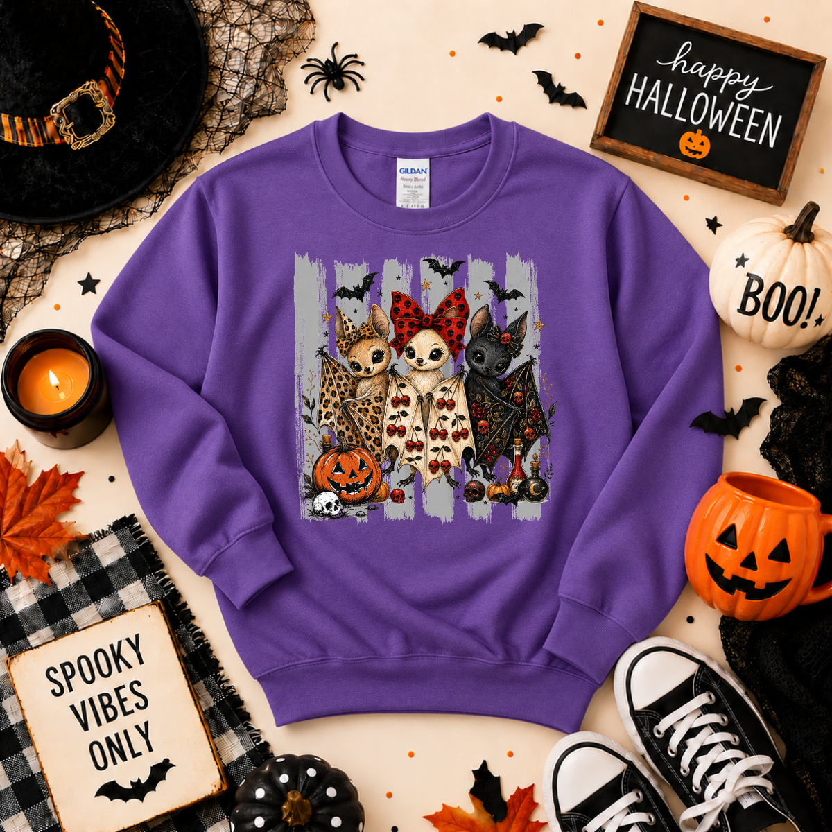 Cute Halloween Bat Trio Shirt | Spooky Bat T-Shirt or Sweatshirt