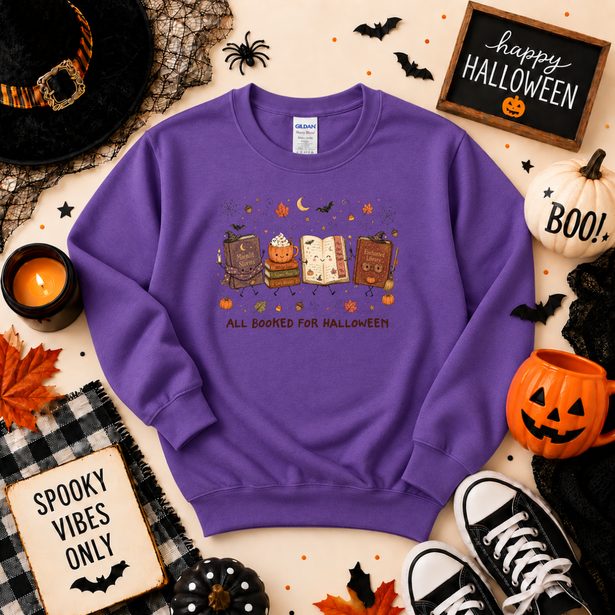 All Booked for Halloween Sweatshirt | Book Lover T-shirt