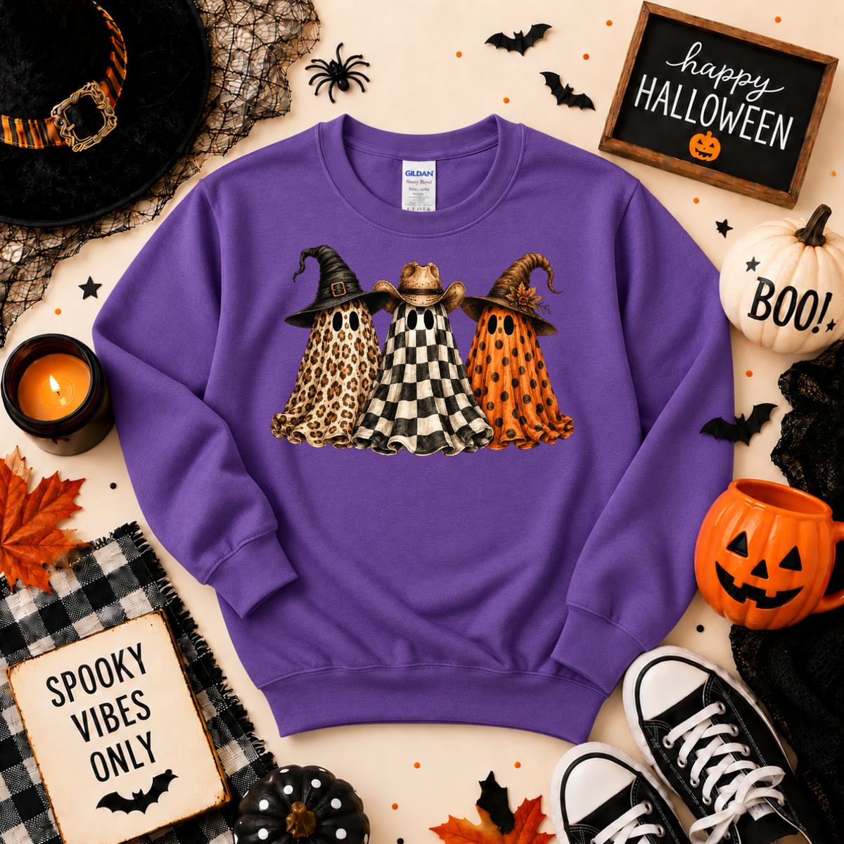 Spooky Ghost Trio Halloween Shirt | Western Ghost T-Shirt or Sweatshirt