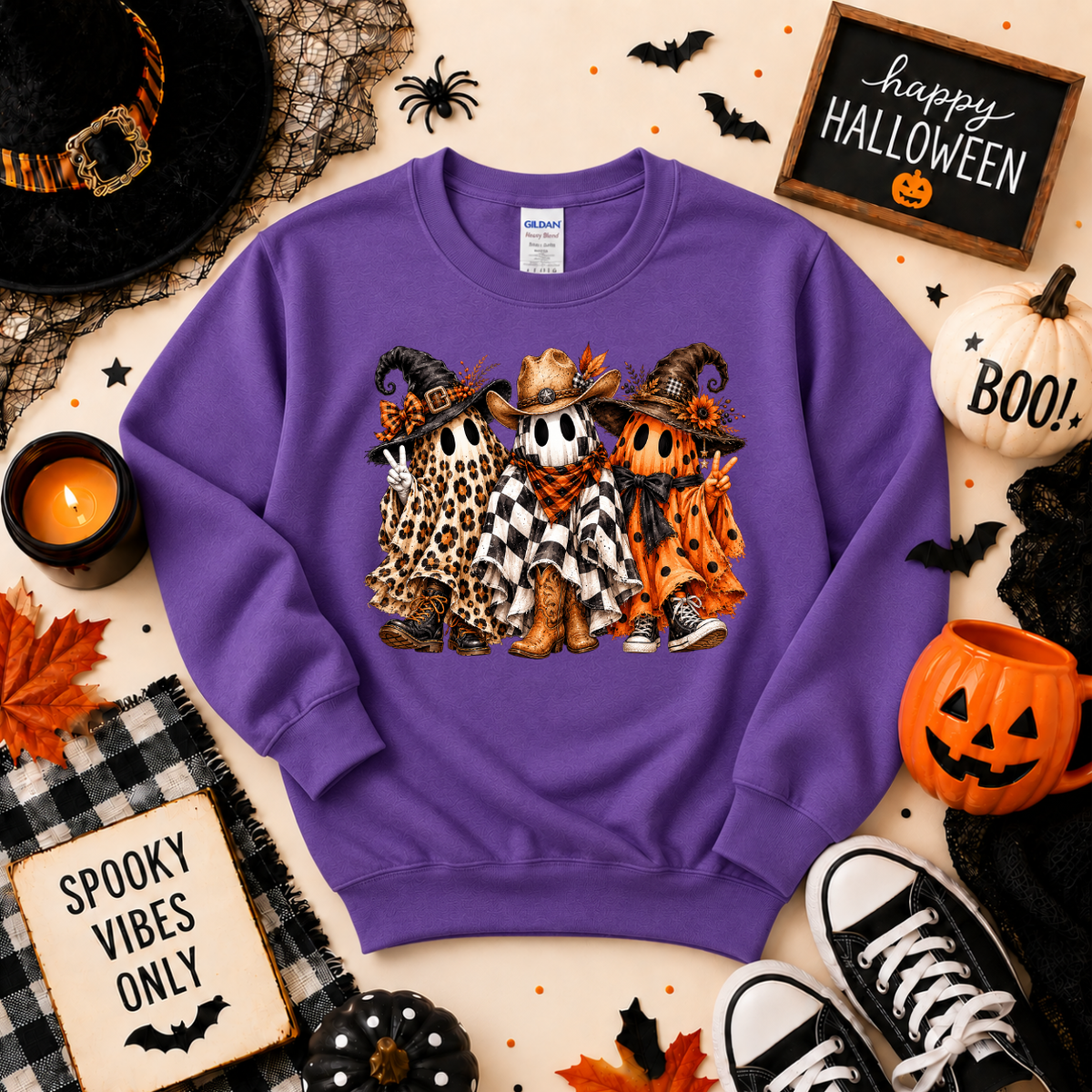 Spooky Ghost Besties Halloween Shirt | Western Ghost T-Shirt or Sweatshirt