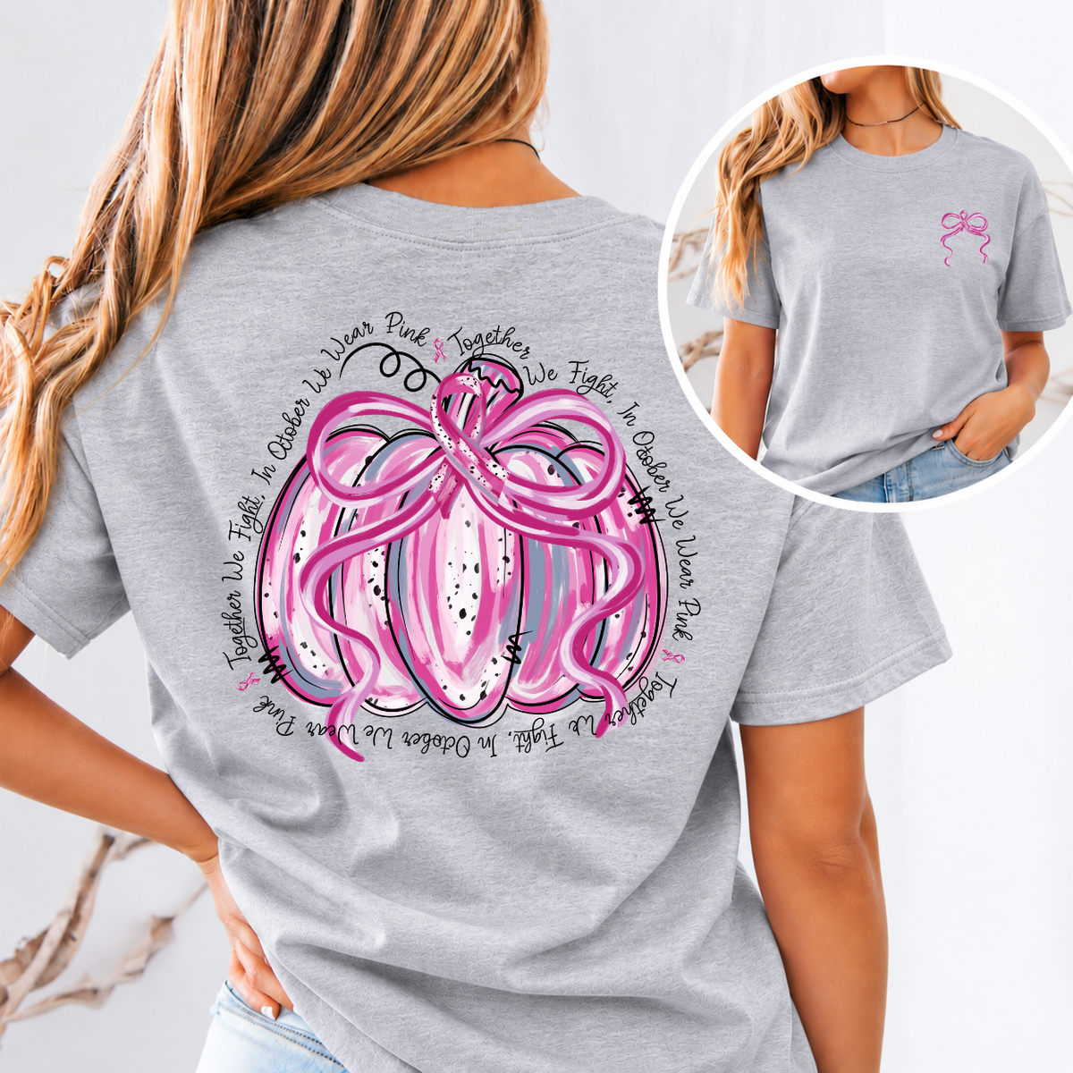 In October We Wear Pink Pumpkin Breast Cancer Awareness T-Shirt & Sweatshirt
