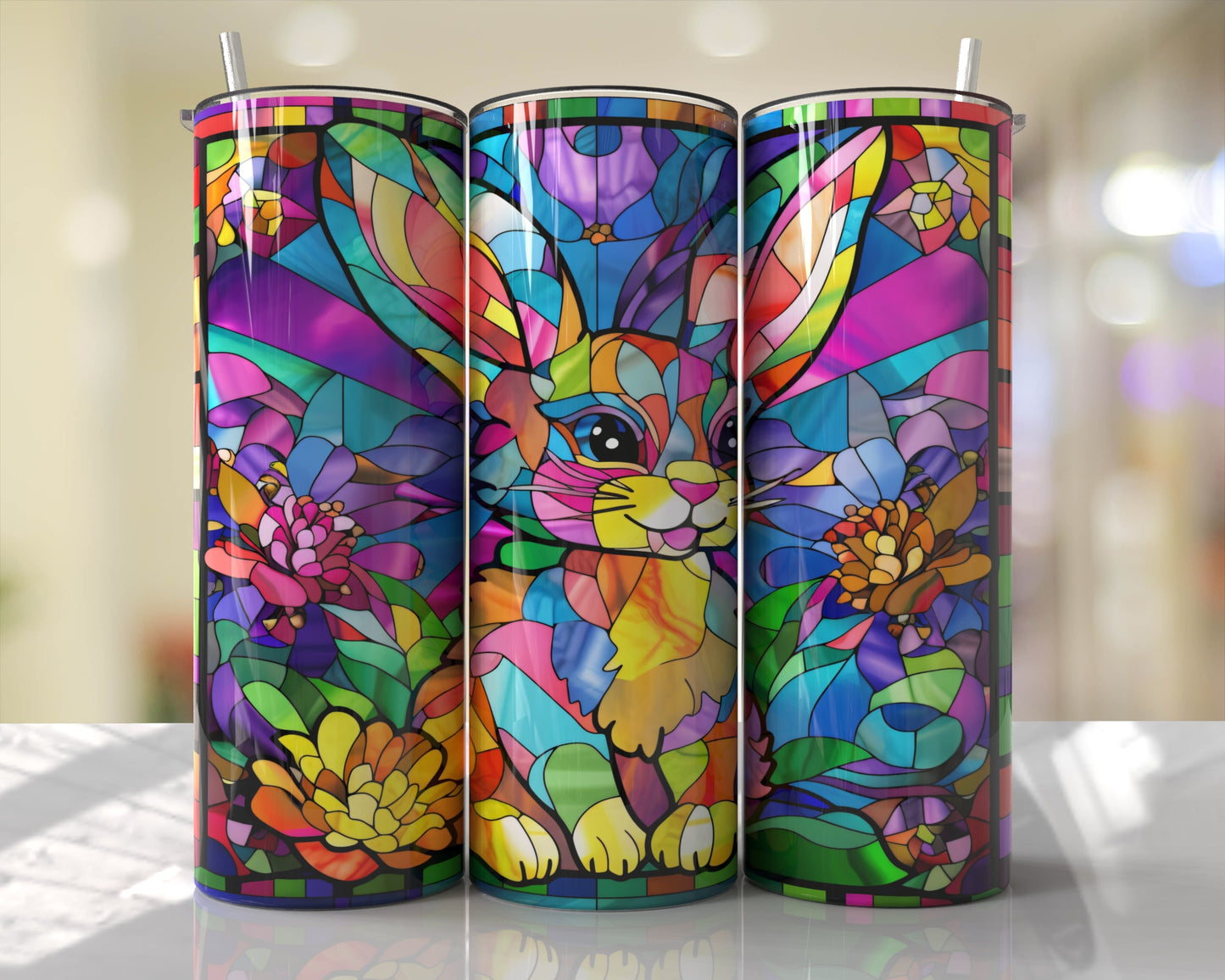 Stained Glass Rabbit Tumbler