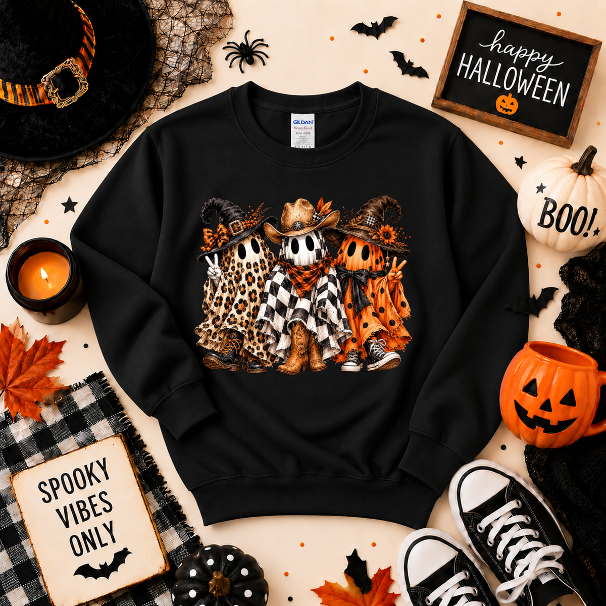 Spooky Ghost Besties Halloween Shirt | Western Ghost T-Shirt or Sweatshirt