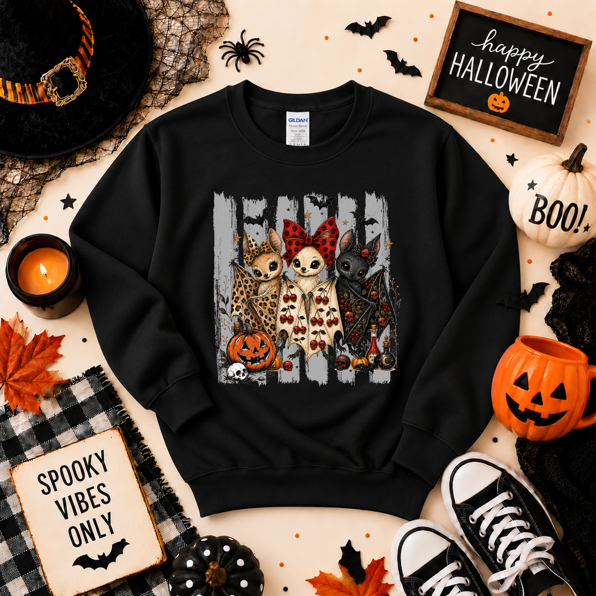 Cute Halloween Bat Trio Shirt | Spooky Bat T-Shirt or Sweatshirt