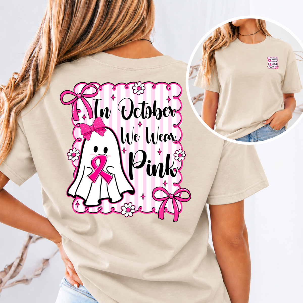 In October We Wear Pink Breast Cancer Awareness T-Shirt & Sweatshirt