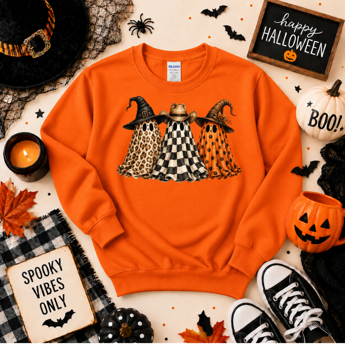 Spooky Ghost Trio Halloween Shirt | Western Ghost T-Shirt or Sweatshirt
