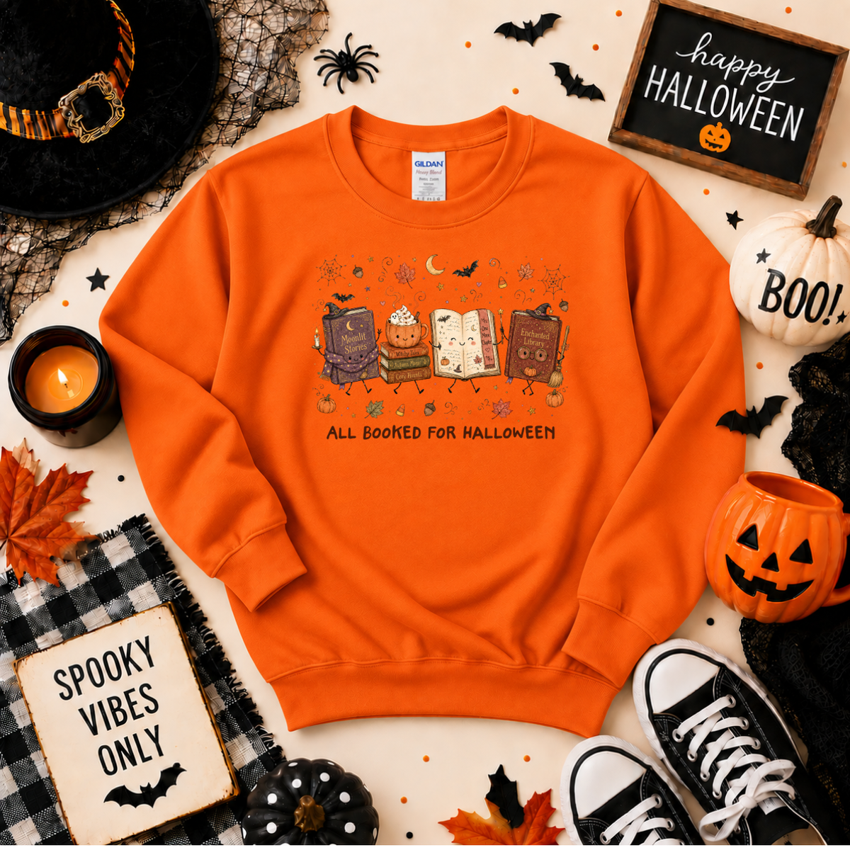 All Booked for Halloween Sweatshirt | Book Lover T-shirt