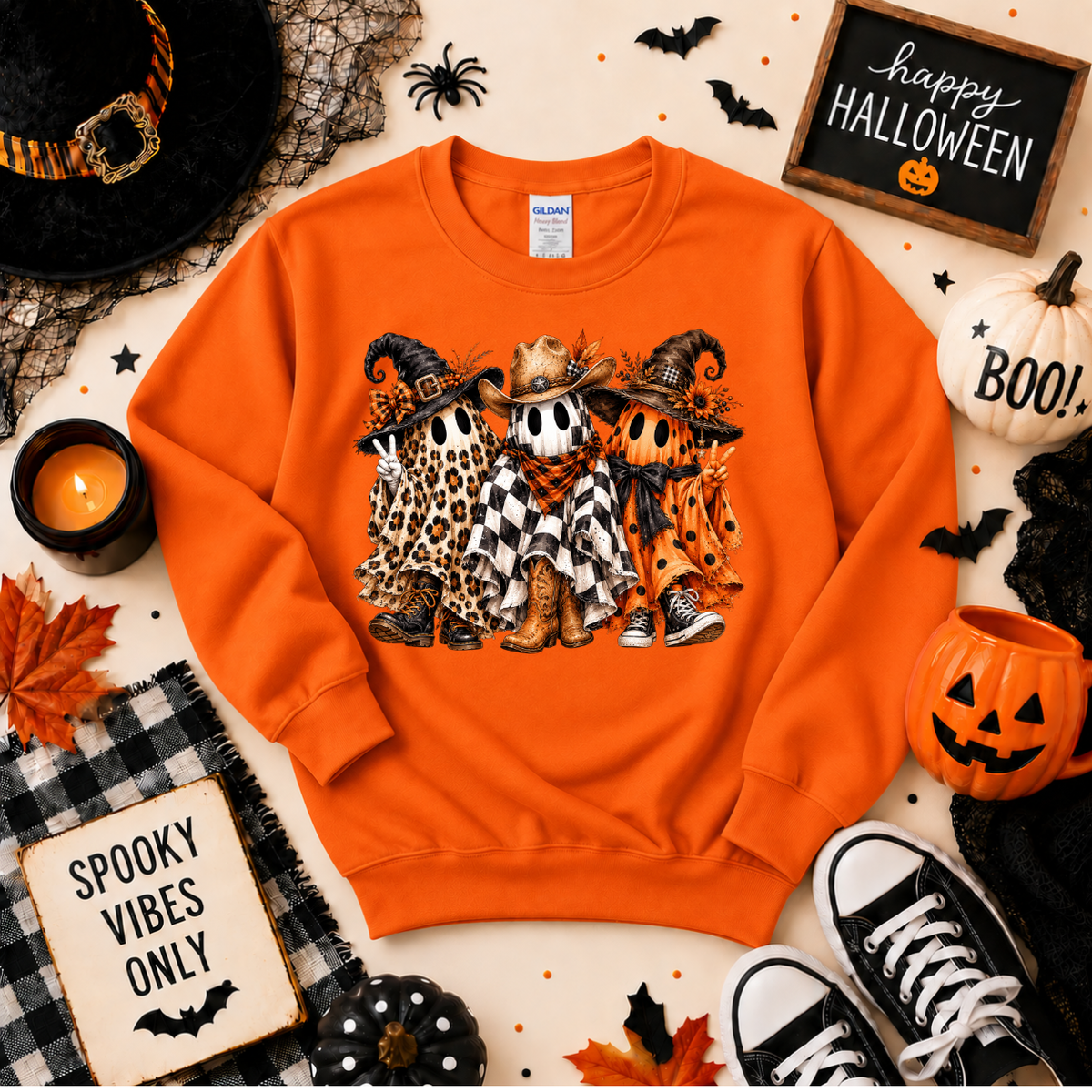 Spooky Ghost Besties Halloween Shirt | Western Ghost T-Shirt or Sweatshirt