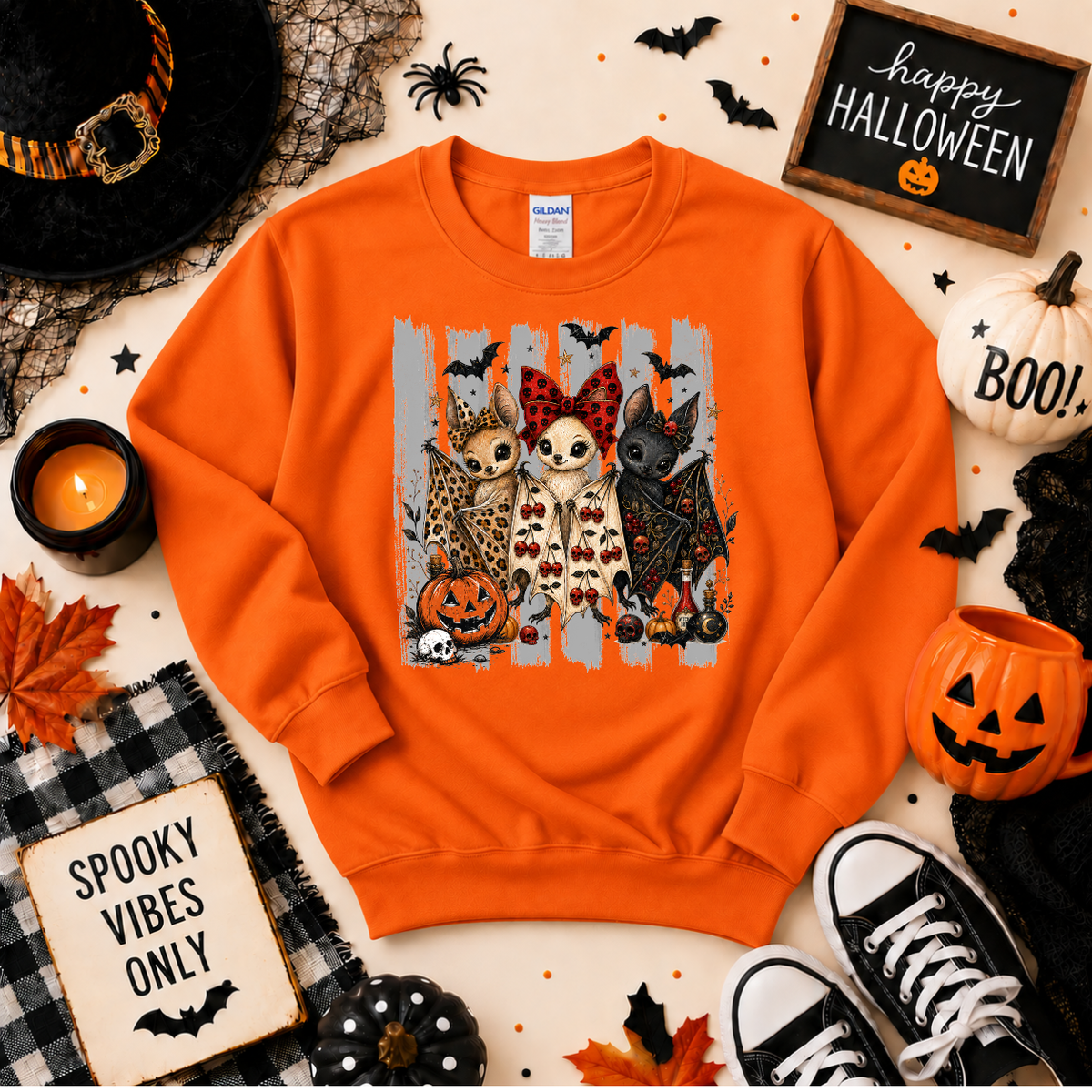 Cute Halloween Bat Trio Shirt | Spooky Bat T-Shirt or Sweatshirt