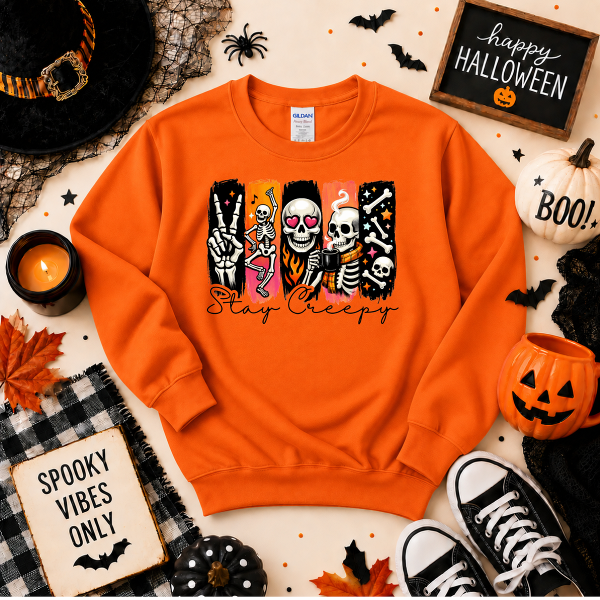 Stay Creepy Skeleton Halloween Shirt | Spooky T-Shirt or Sweatshirt