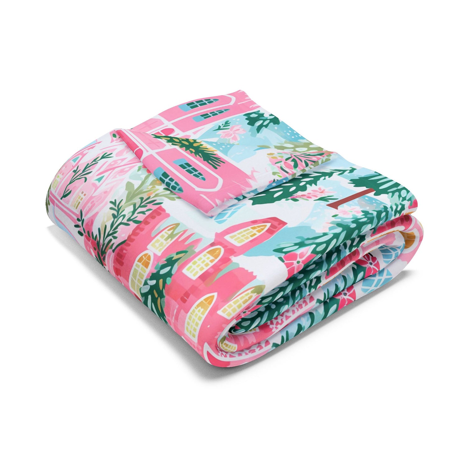 Snowy Pink Palaces Blanket