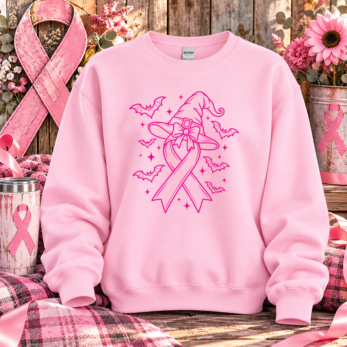 Pink Witch Breast Cancer Awareness T-Shirt & Sweatshirt