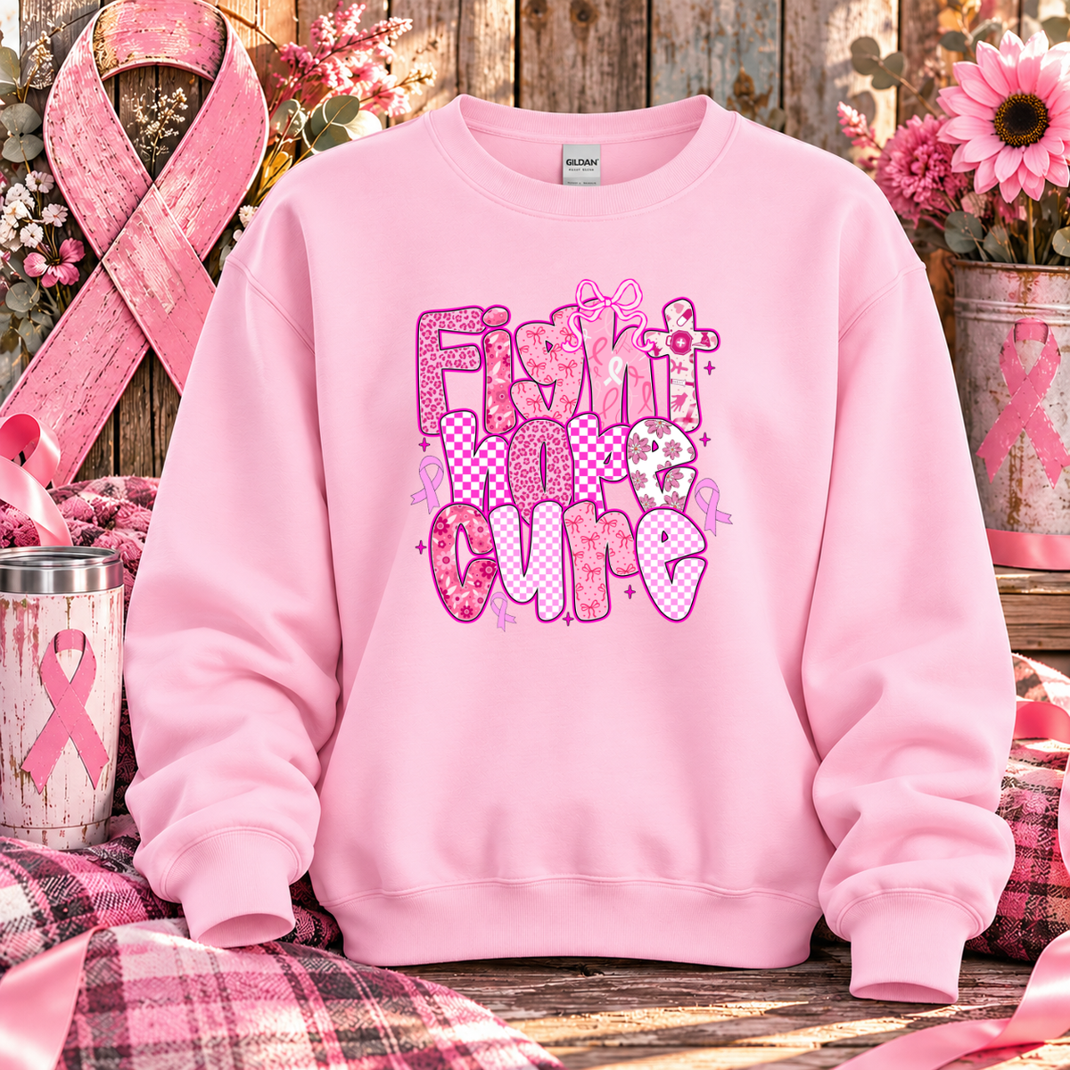 Fight Hope Cure Breast Cancer Awareness T-Shirt & Sweatshirt