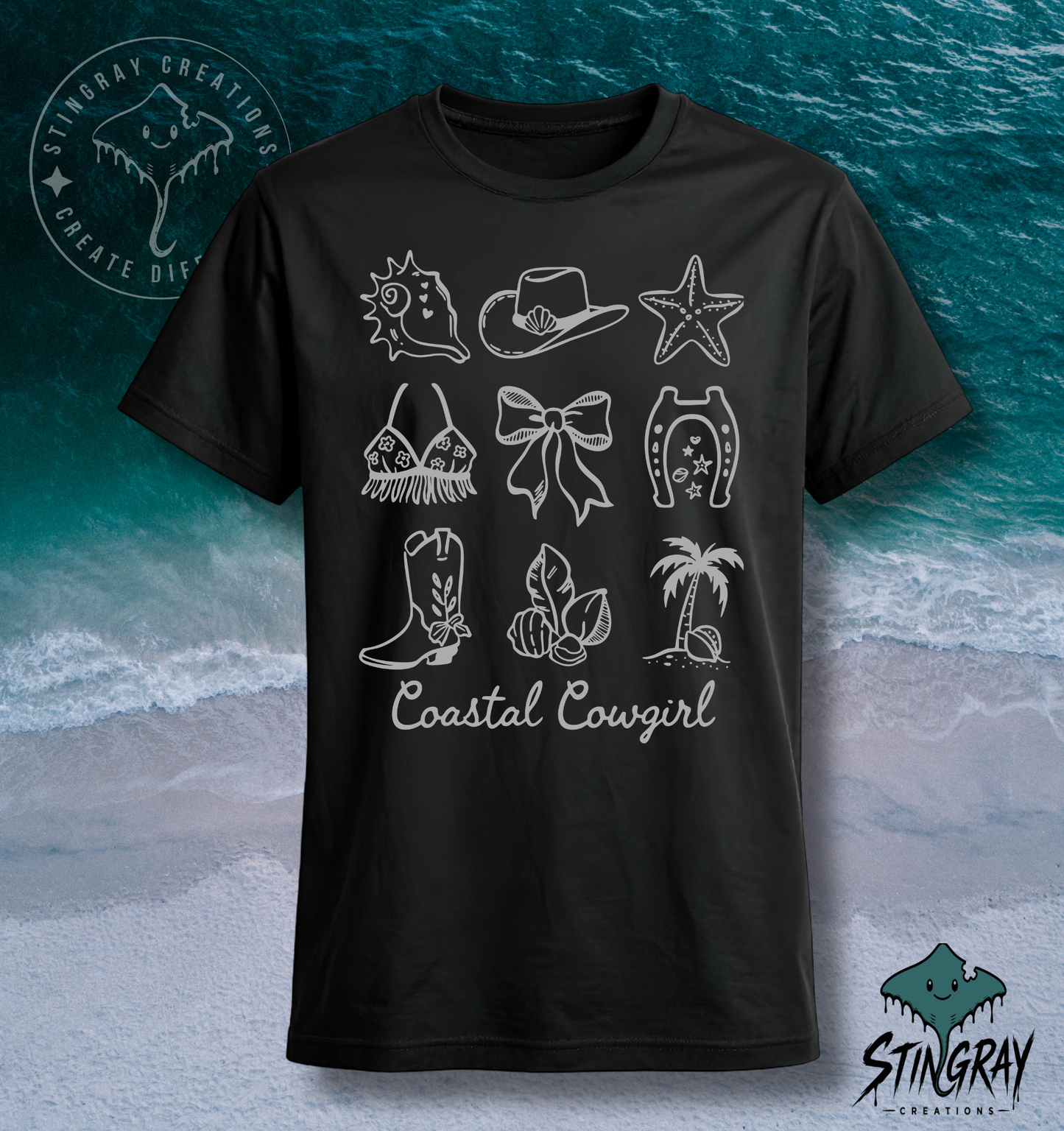 Coastal Cowgirl T Shirt | Western Beach Graphic Tee | Summer Cowgirl Shirt
