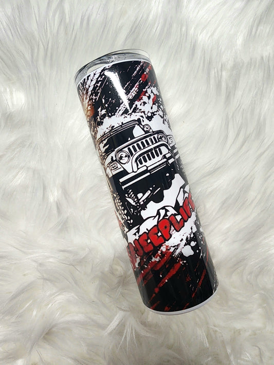 Red Jeep Mud Tumbler 20oz Skinny Tumbler | Off Road Adventure Cup | Jeep Lover Travel Mug | Trail Riding Gift