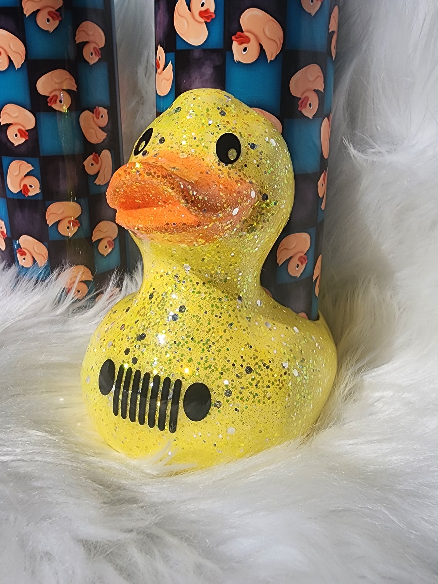 3D printed duck sleeve with tumbler.