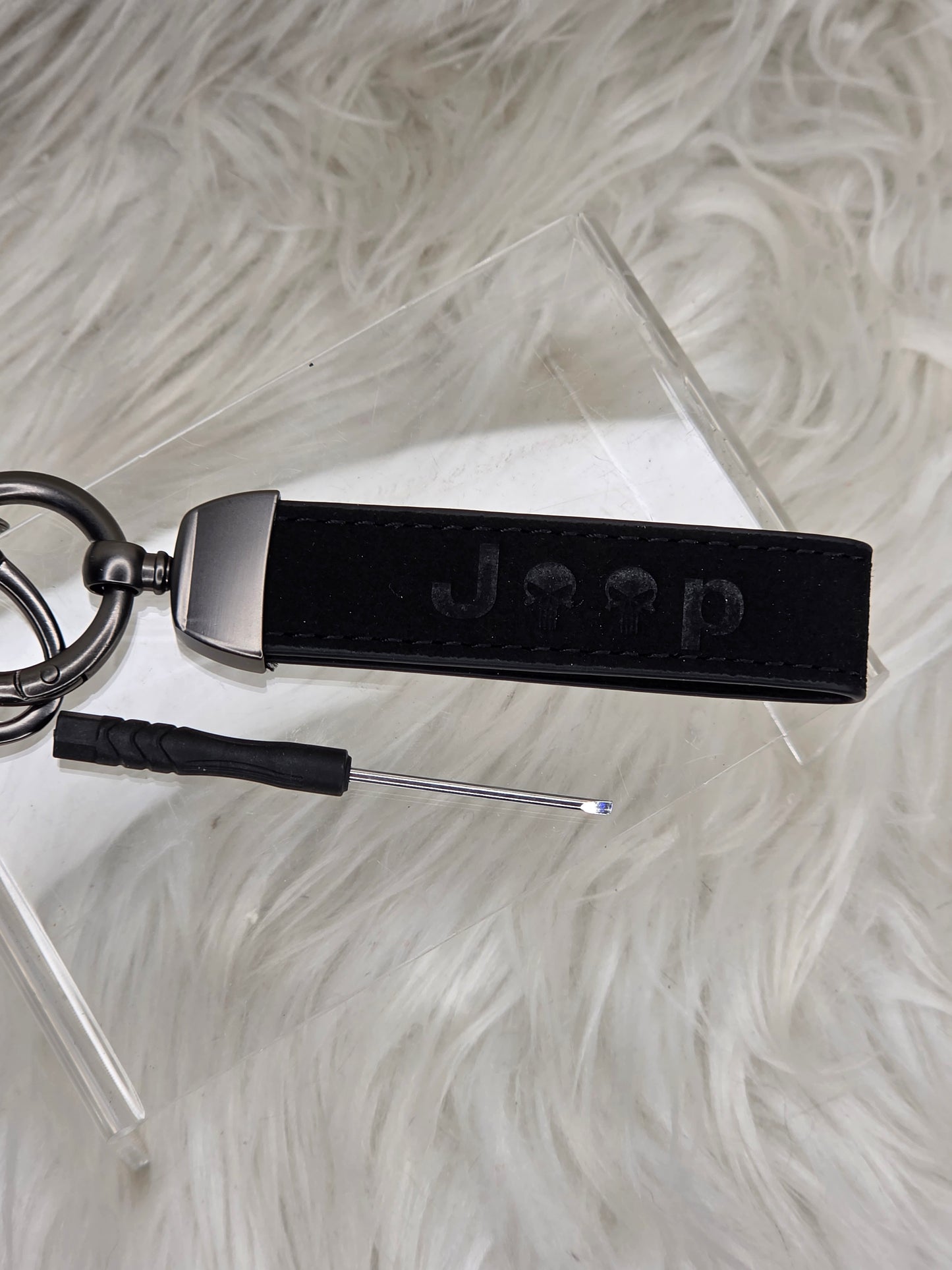 Jeep Skull Faux Leather Keychain | Premium Jeep Owner Key Fob Accessory