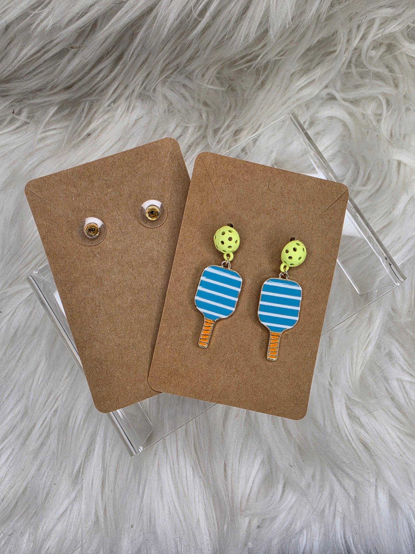 Blue Pickleball Paddle Earrings | Fun Pickleball Jewelry | Lightweight Dangle Earrings for Pickleball Lovers