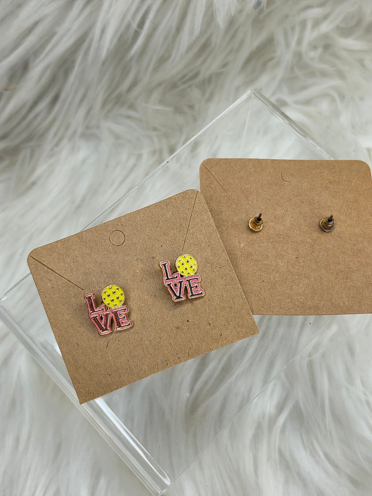Double Love Pickleball Stud Earrings | Pickleball Ball Earrings | Lightweight Sports Jewelry Gift