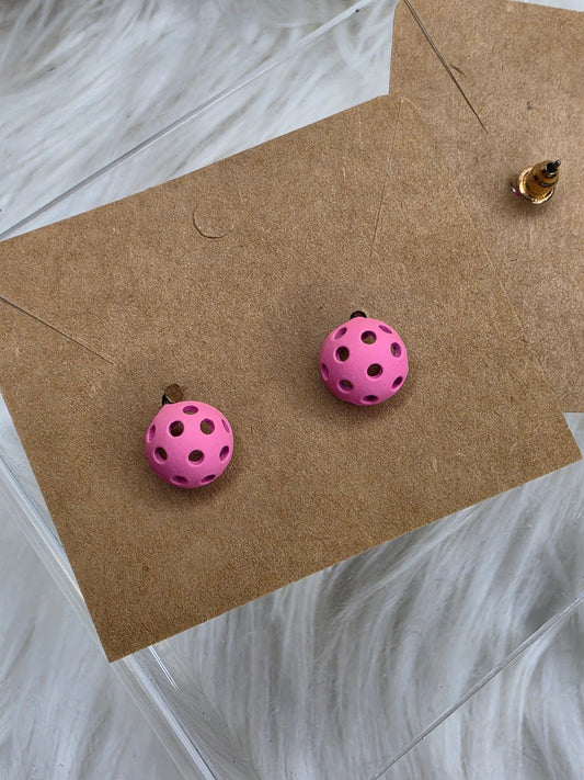 Pink Ball Pickleball Stud Earrings | Pickleball Ball Earrings | Lightweight Sports Jewelry Gift