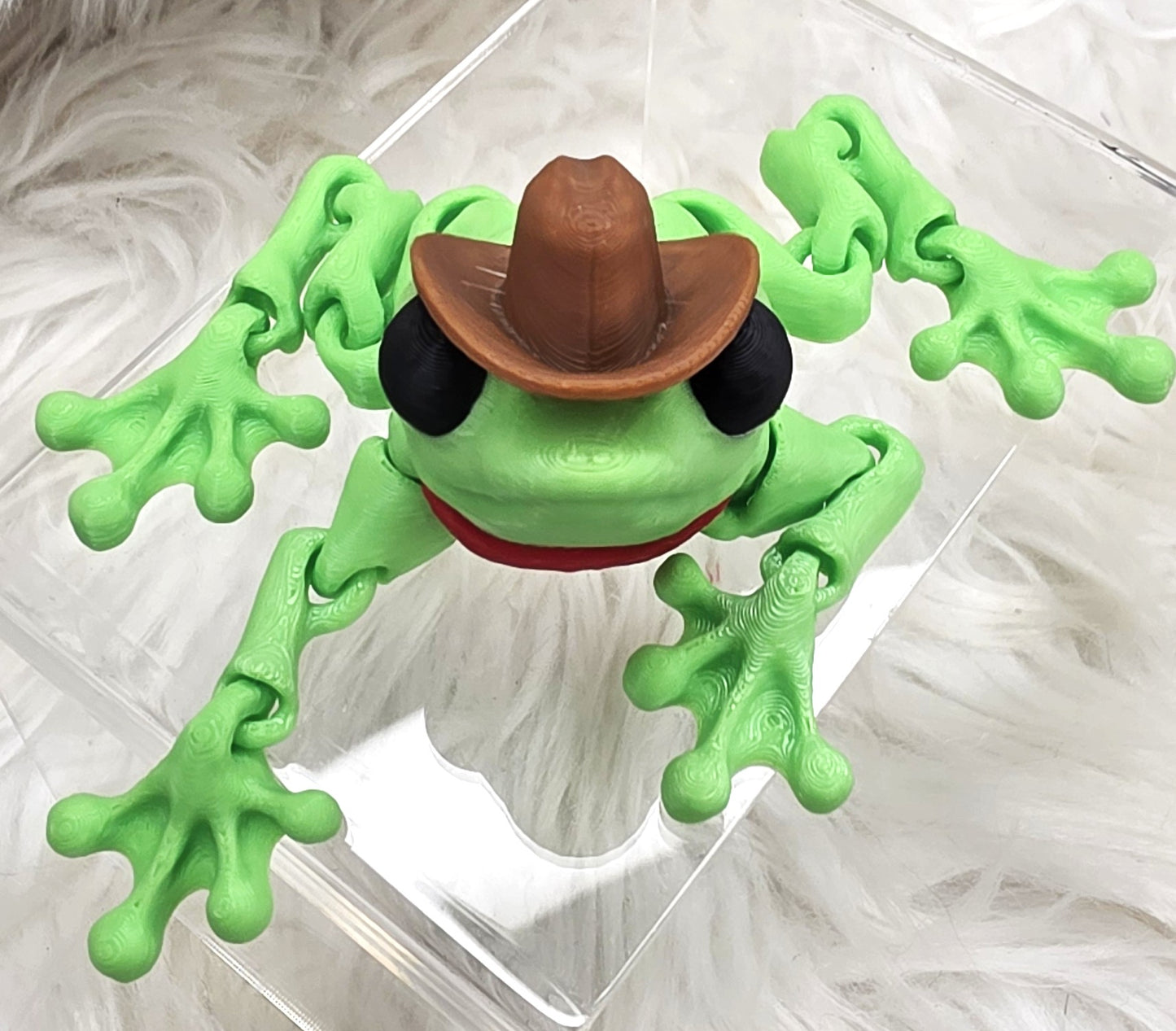 3D Printed Cowboy Frog Articulated Fidget Toy | Cute Western Frog Collectible