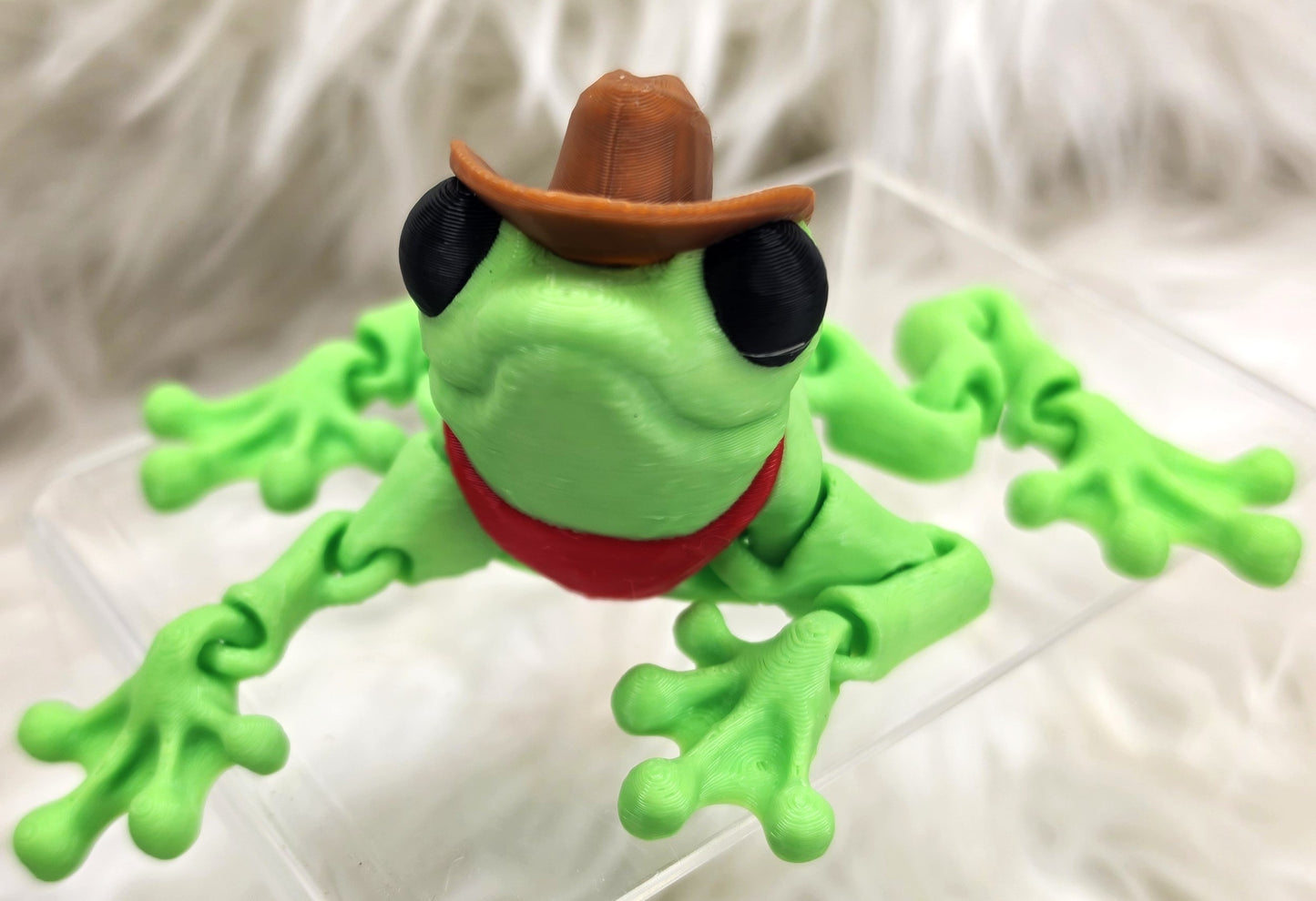 3D Printed Cowboy Frog Articulated Fidget Toy | Cute Western Frog Collectible