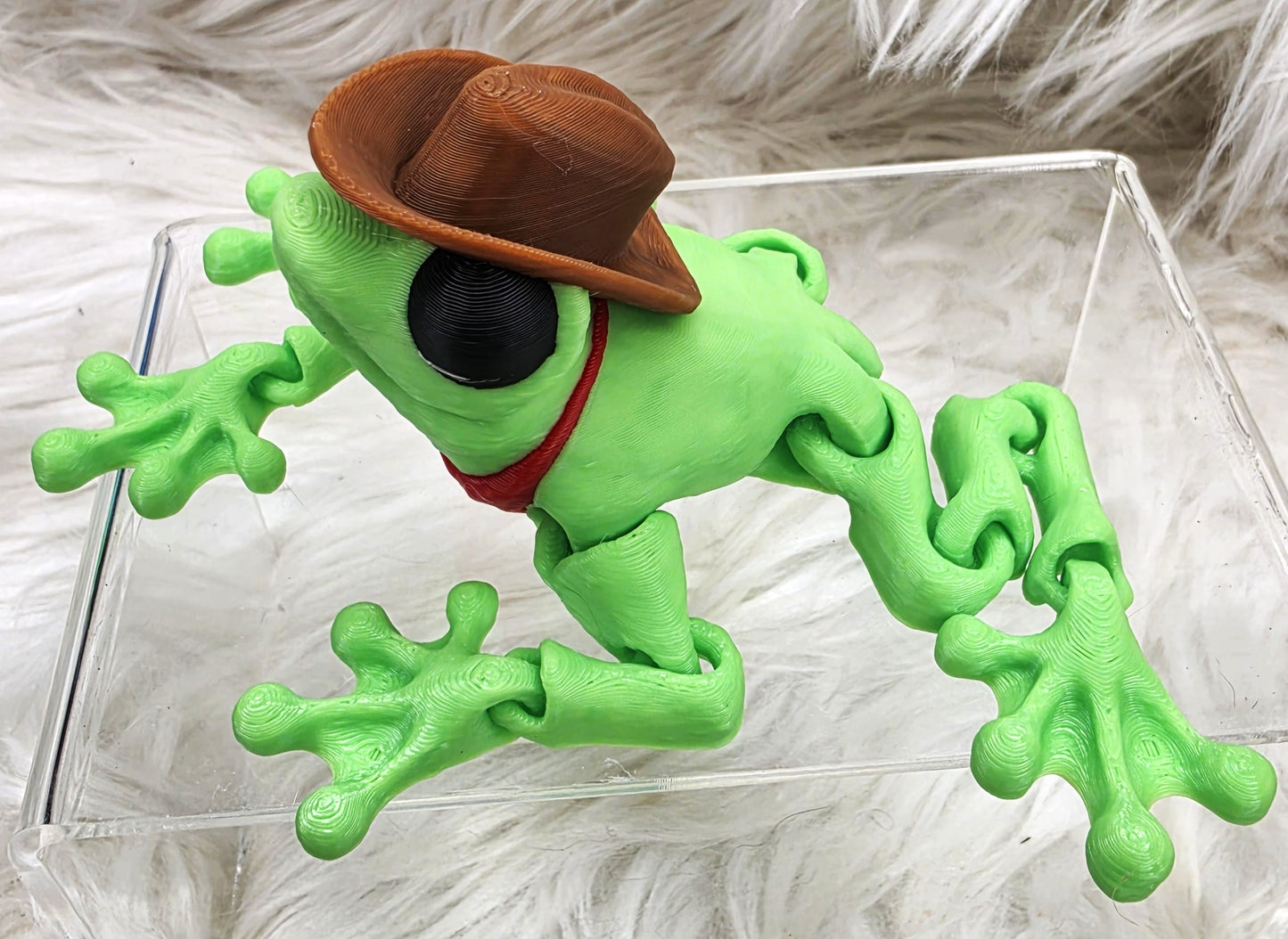 3D Printed Cowboy Frog Articulated Fidget Toy | Cute Western Frog Collectible