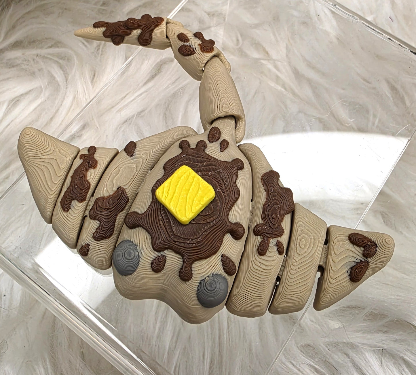 3D Printed Flappy Jack Pancake Stingray Articulated Fidget Toy with Butter and Syrup