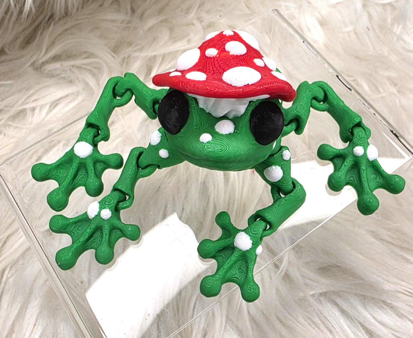 3D Printed Mushroom Frog Articulated Fidget Toy | Cute Cottagecore Frog Collectible