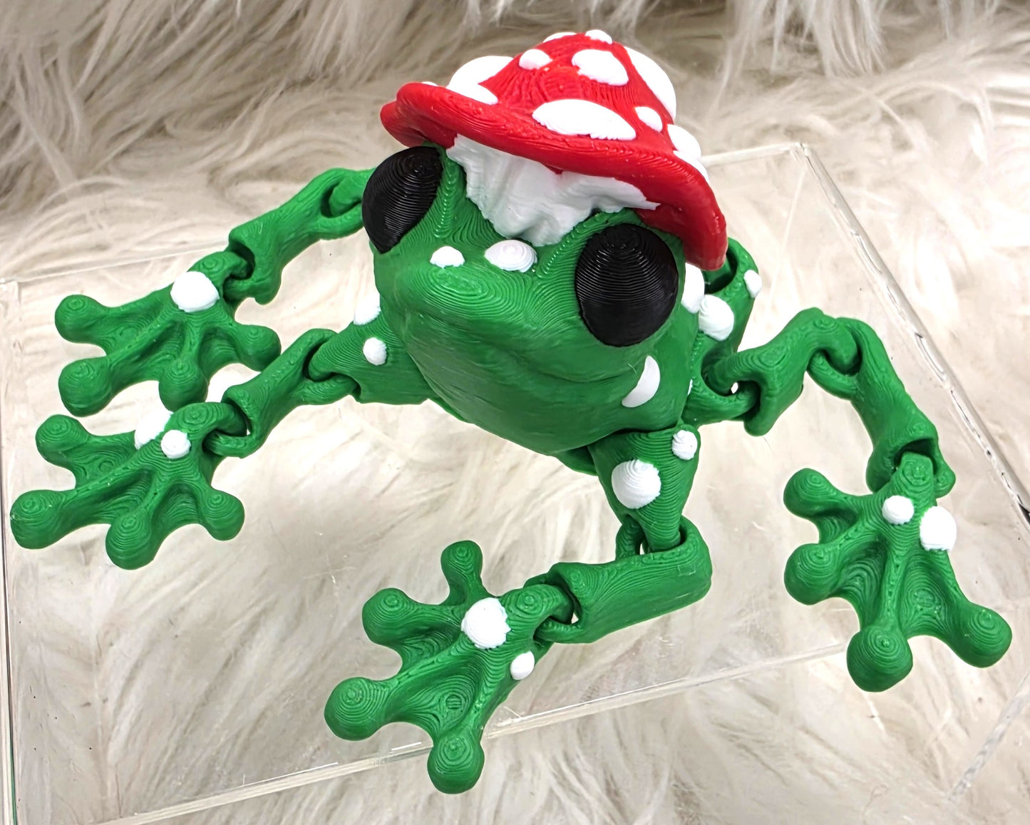 3D Printed Mushroom Frog Articulated Fidget Toy | Cute Cottagecore Frog Collectible