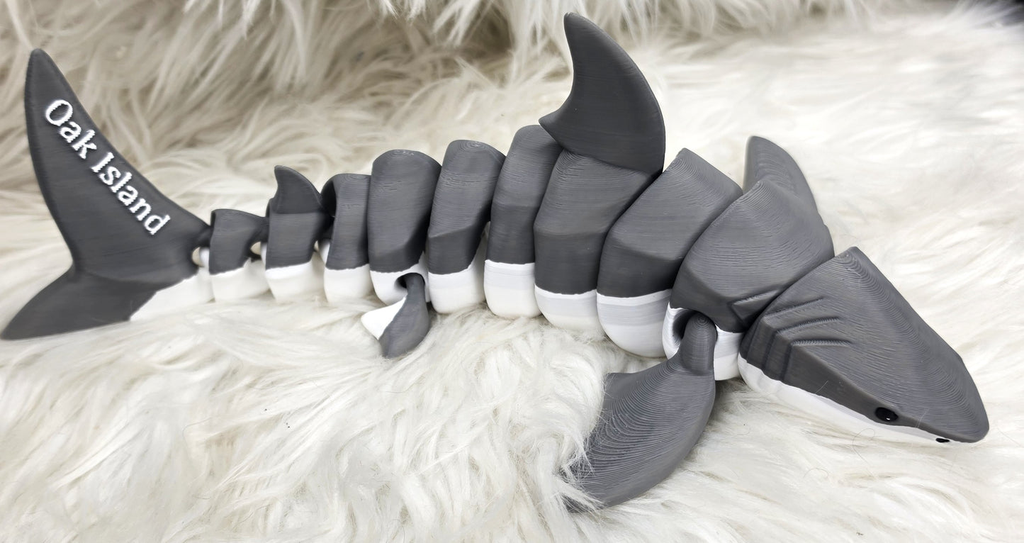 3D Printed Oak Island Shark Articulated Fidget Toy | Coastal Shark Collectible