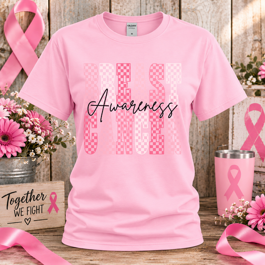 Breast Cancer Awareness Checkered T-Shirt & Sweatshirt