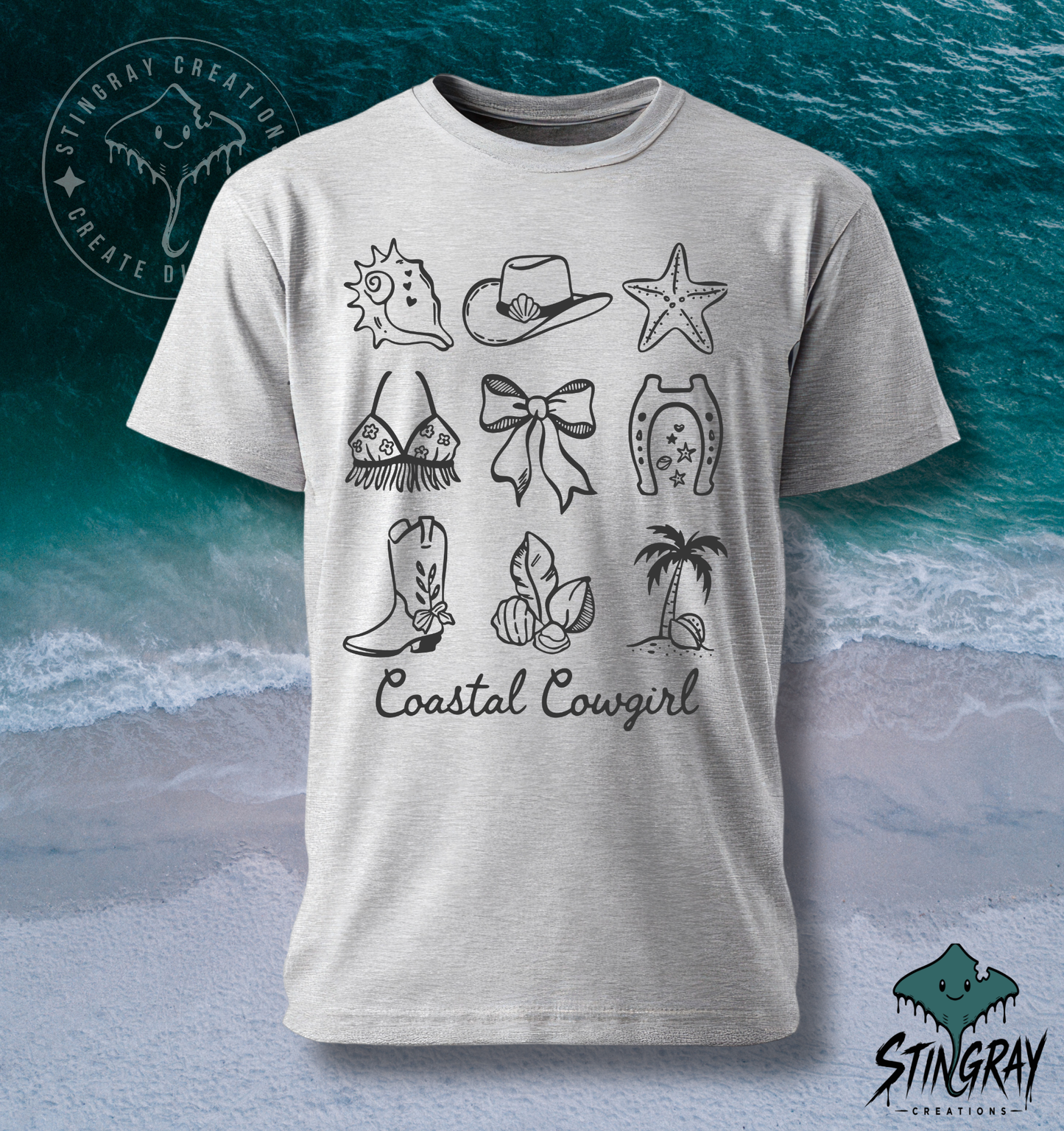 Coastal Cowgirl T Shirt | Western Beach Graphic Tee | Summer Cowgirl Shirt