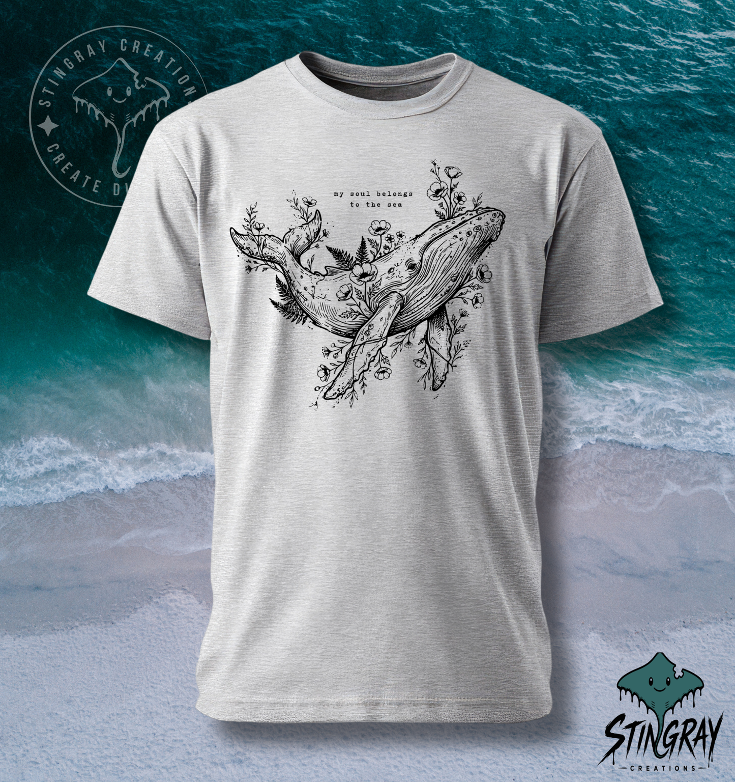 My Soul Belongs to the Sea Whale T Shirt | Ocean Lover Graphic Tee | Coastal Nature Shirt | Marine Life Apparel