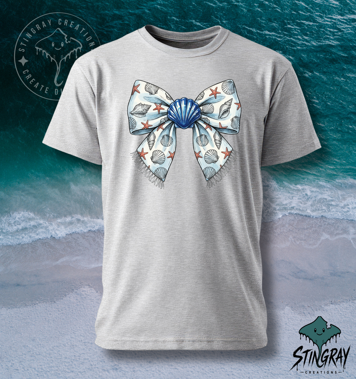 Seashell Bow Shirt | Coastal Bow Graphic Tee | Beach Aesthetic Summer T Shirt