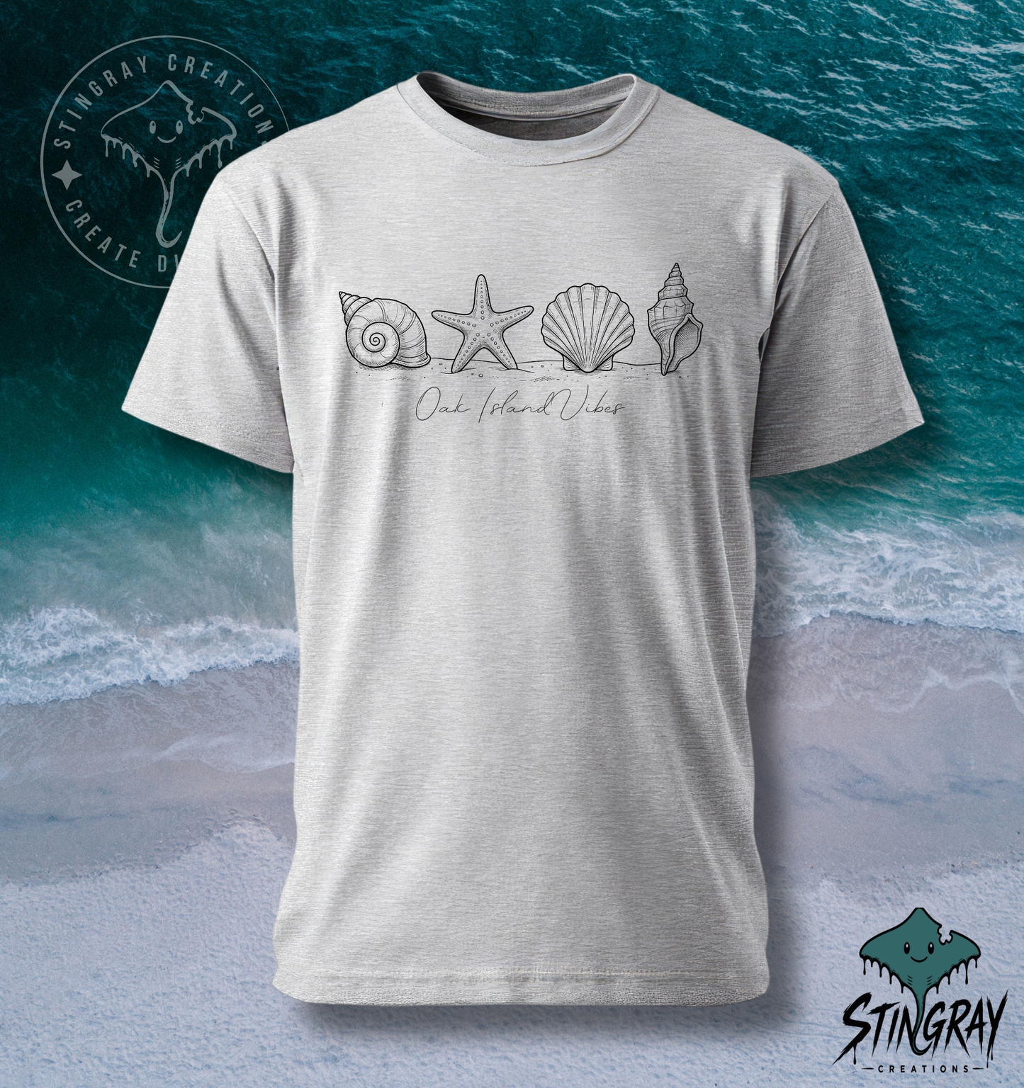 Oak Island Vibes Shirt | Coastal Seashell Graphic Tee | Beach Vacation T Shirt