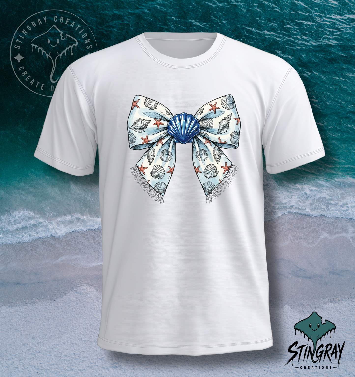 Seashell Bow Shirt | Coastal Bow Graphic Tee | Beach Aesthetic Summer T Shirt