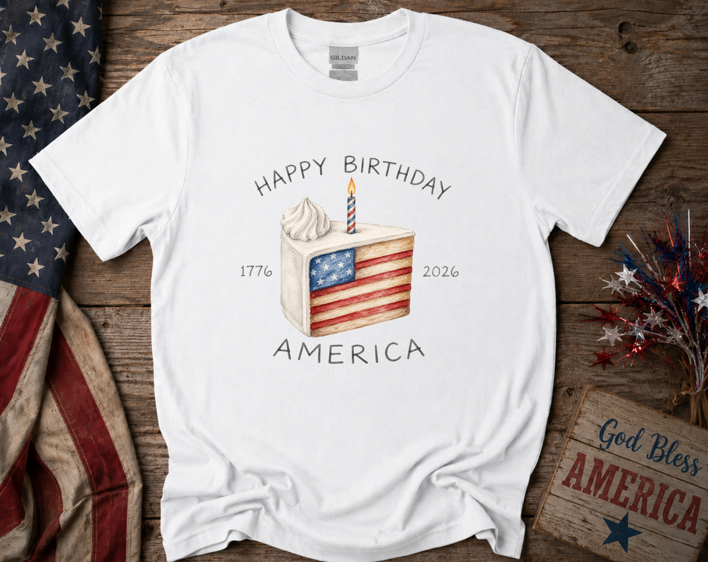 Happy Birthday America 1776-2026 Patriotic Fourth of July Shirt | USA Birthday Tee
