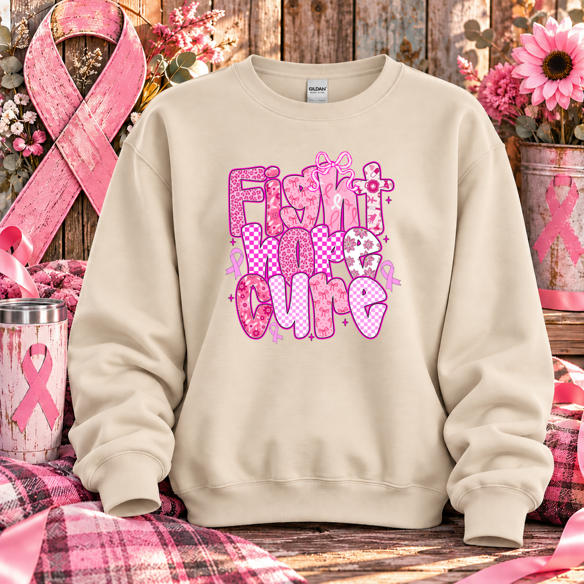 Fight Hope Cure Breast Cancer Awareness T-Shirt & Sweatshirt