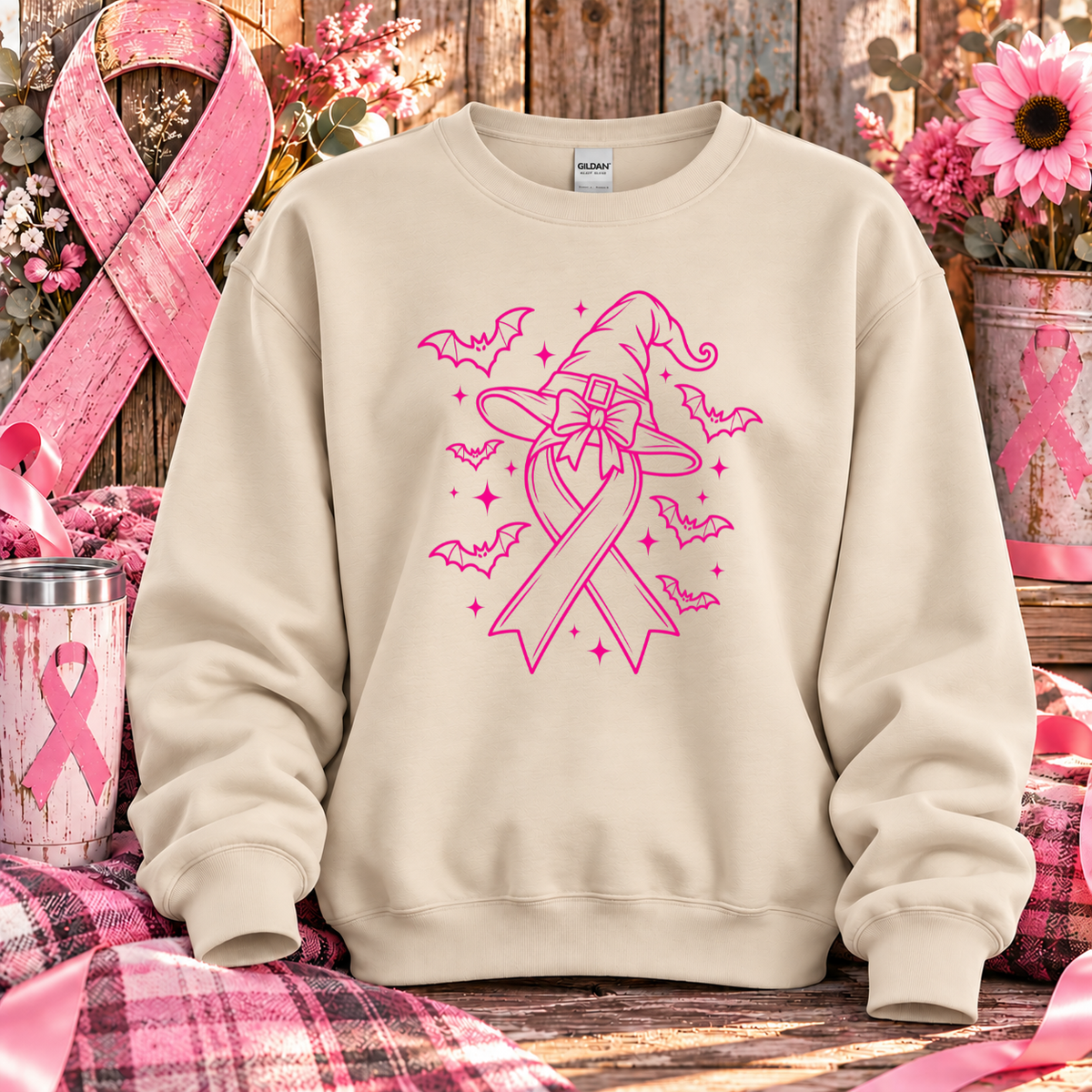 Pink Witch Breast Cancer Awareness T-Shirt & Sweatshirt