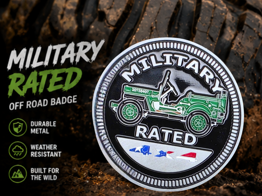 HEAVY METAL Military Rated Off Road Badge | Patriotic Jeep Military Edition Emblem for Veterans & 4x4 Enthusiasts